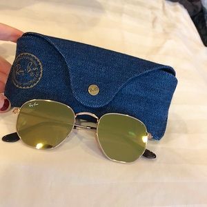 NEW RayBan hexagonal mirrored yellow sunglasses